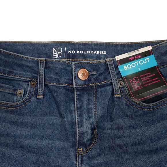 Nobo Jeans Juniors 5 Mid Rise Bootcut Blue Denim Stretch Measures 28 x 31 New - Picture 3 of 10